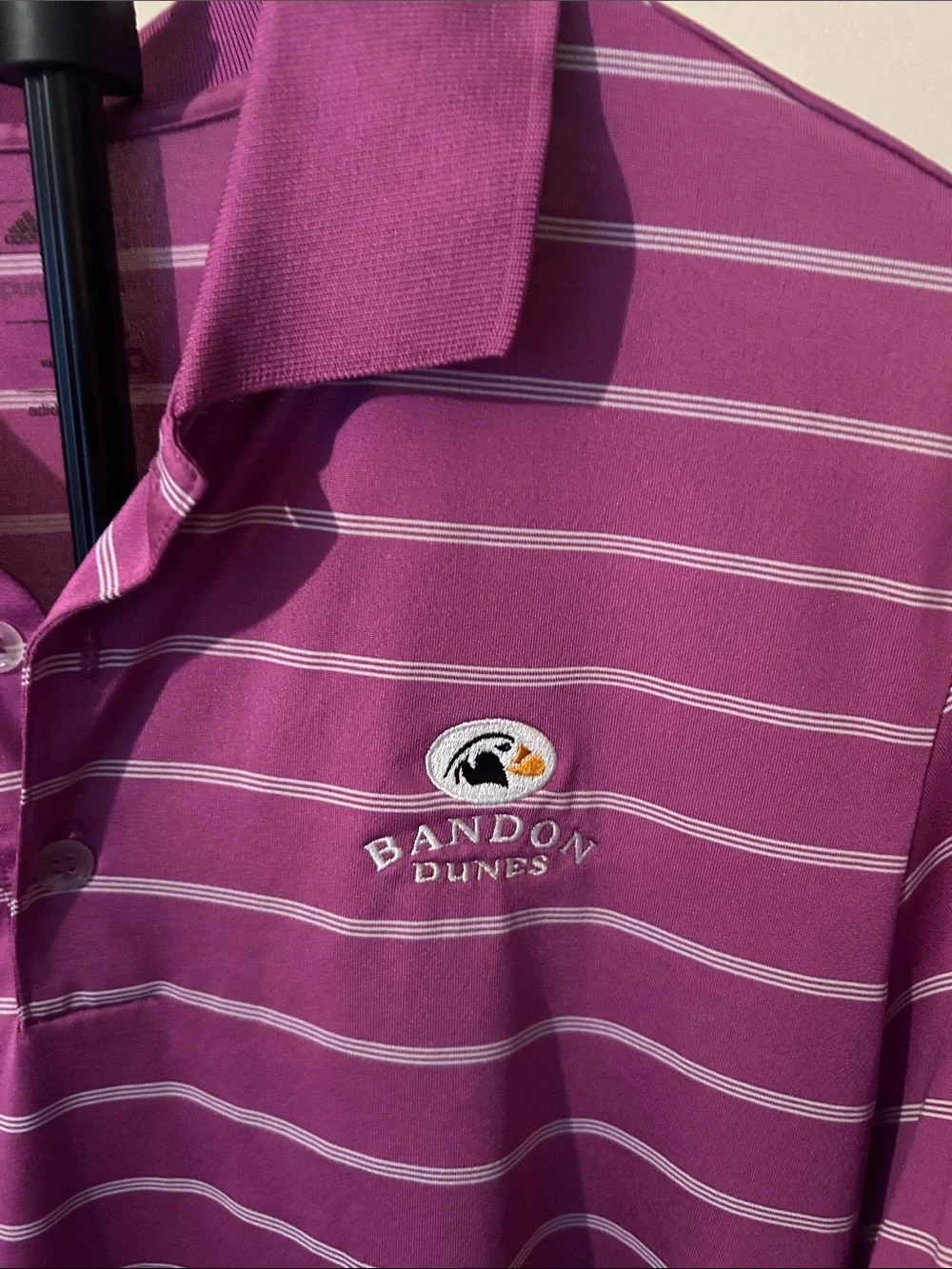 adidas Men's Magenta Striped Golf Polo Bandon Dunes